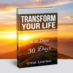 A captivating book cover design for 'Transform Your Life in 30 Days' by Great Learner