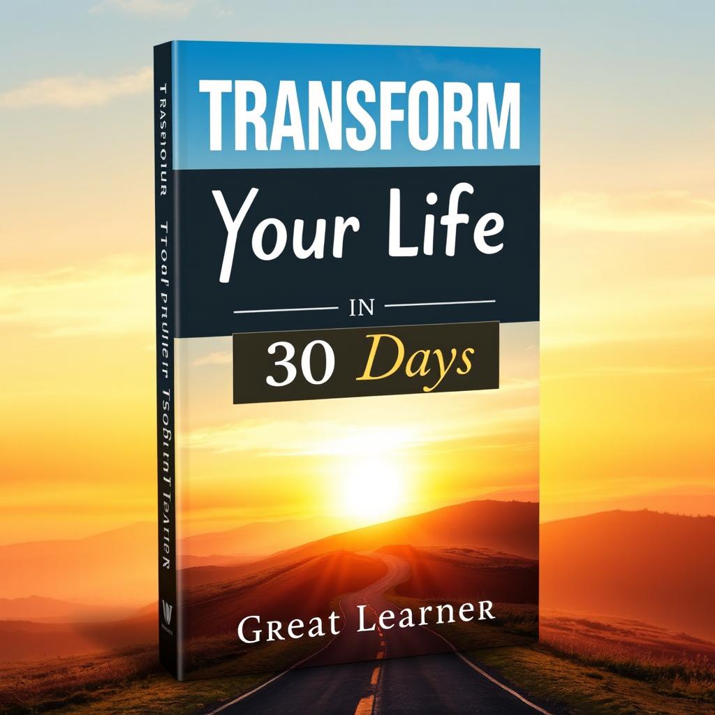 A captivating book cover design for 'Transform Your Life in 30 Days' by Great Learner