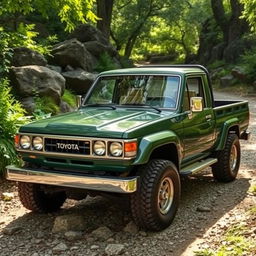 A vintage 2000 Toyota Land Cruiser 100 customized into a pickup truck, displaying its rugged and iconic design