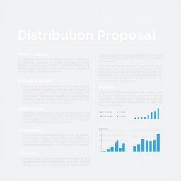 A professional distribution proposal document, featuring a clean corporate layout, clear headings, bullet points outlining key components such as market analysis, distribution strategies, financial projections, and benefits