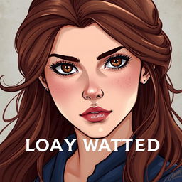 A book cover featuring the main character, a strong and determined woman with brown hair and brown eyes, her complexion is fair with subtle freckles across her cheeks