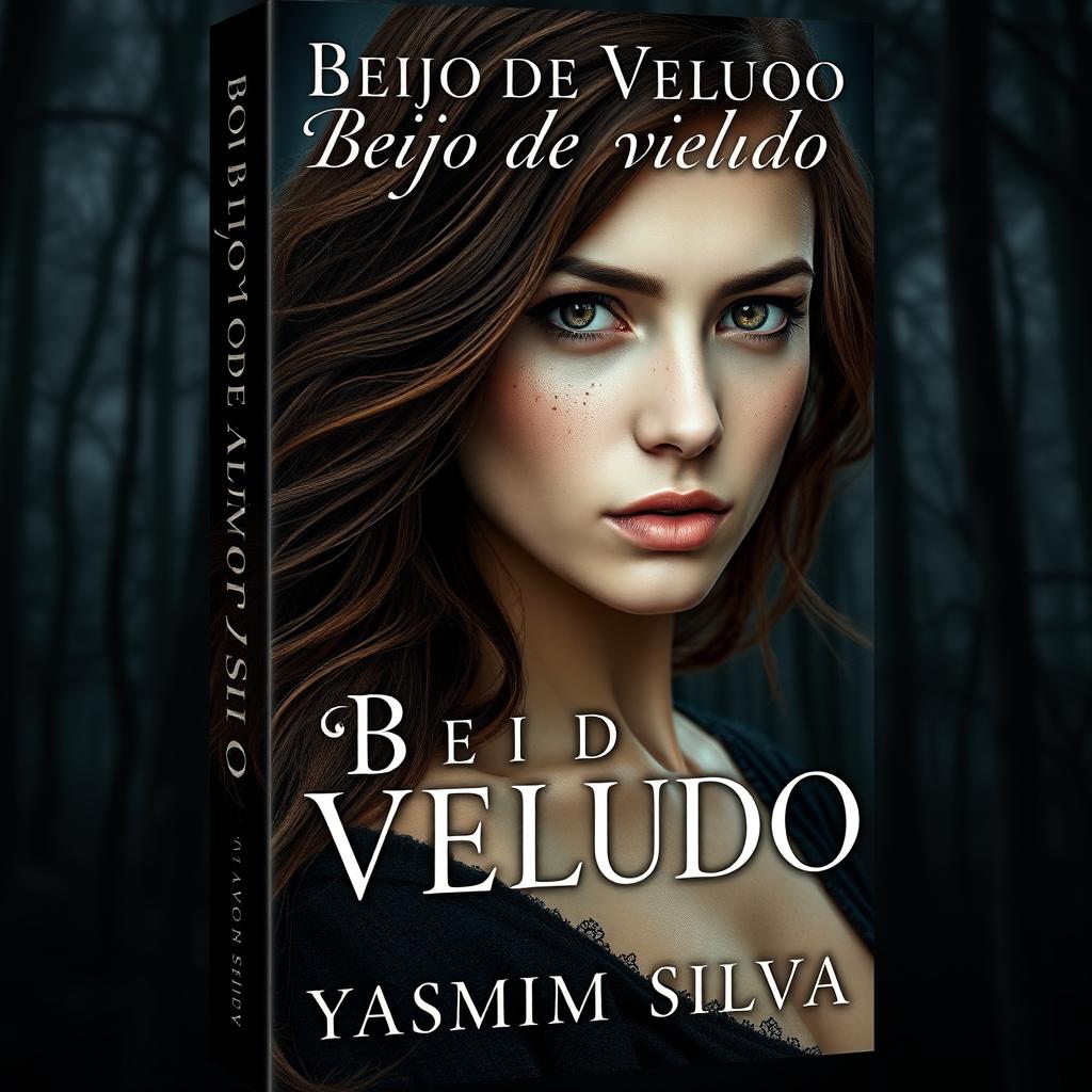 An captivating book cover featuring a striking female character as the main focus