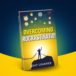 A dynamic and inspiring book cover design for 'Overcoming Procrastination' by Great Learner