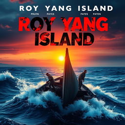 A movie poster for 'Roy Yang Island | Adrift At Sea' featuring only the title in dramatic typography