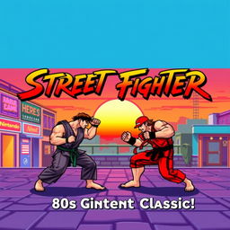 A vibrant YouTube thumbnail featuring a retro video game scene inspired by Street Fighter on the Nintendo from the 1980s