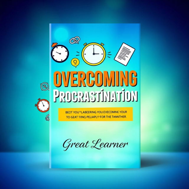 A visually appealing and motivational book cover design for 'Overcoming Procrastination' by Great Learner