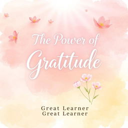 A serene and uplifting book cover design for 'The Power of Gratitude' by Great Learner