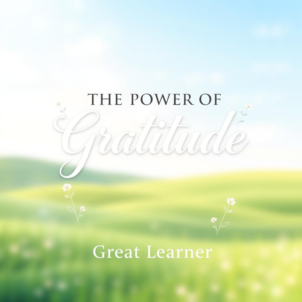 A beautiful and inviting book cover design for 'The Power of Gratitude' by Great Learner