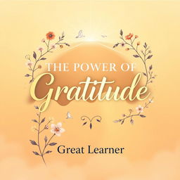 An enchanting and uplifting book cover design for 'The Power of Gratitude' by Great Learner