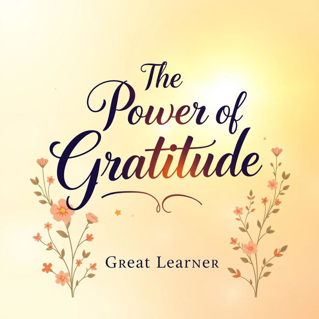 An enchanting and uplifting book cover design for 'The Power of Gratitude' by Great Learner