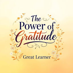 An enchanting and uplifting book cover design for 'The Power of Gratitude' by Great Learner