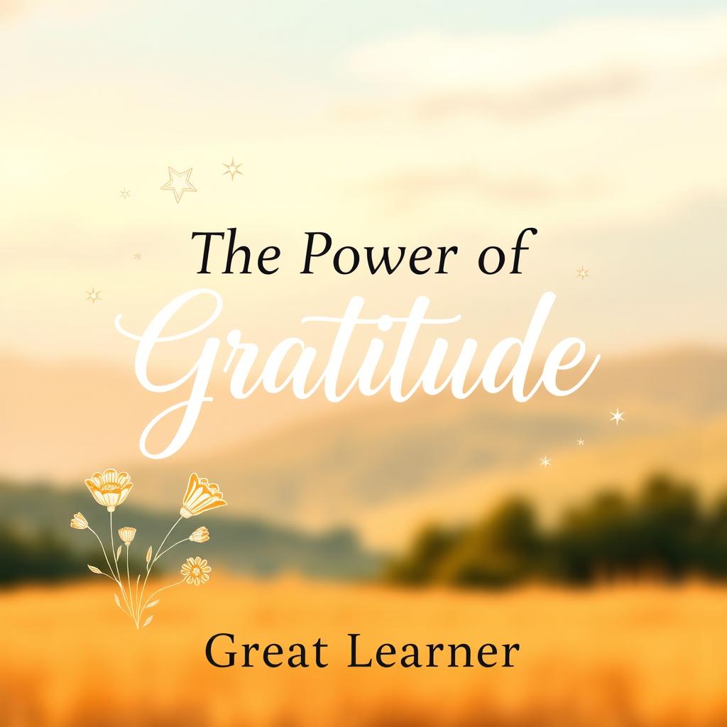 An inspiring and warm book cover design for 'The Power of Gratitude' by Great Learner