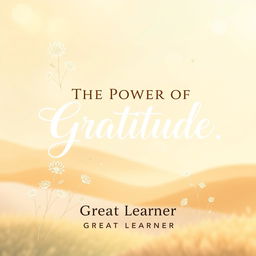 An inspiring and warm book cover design for 'The Power of Gratitude' by Great Learner