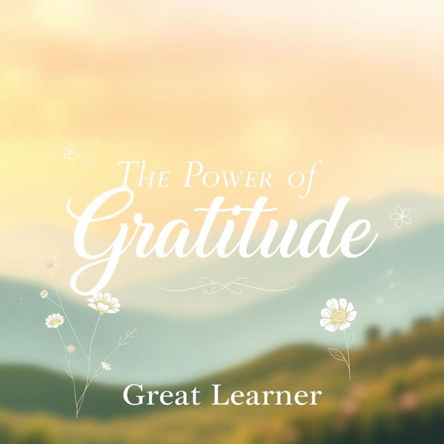 An inspiring and warm book cover design for 'The Power of Gratitude' by Great Learner