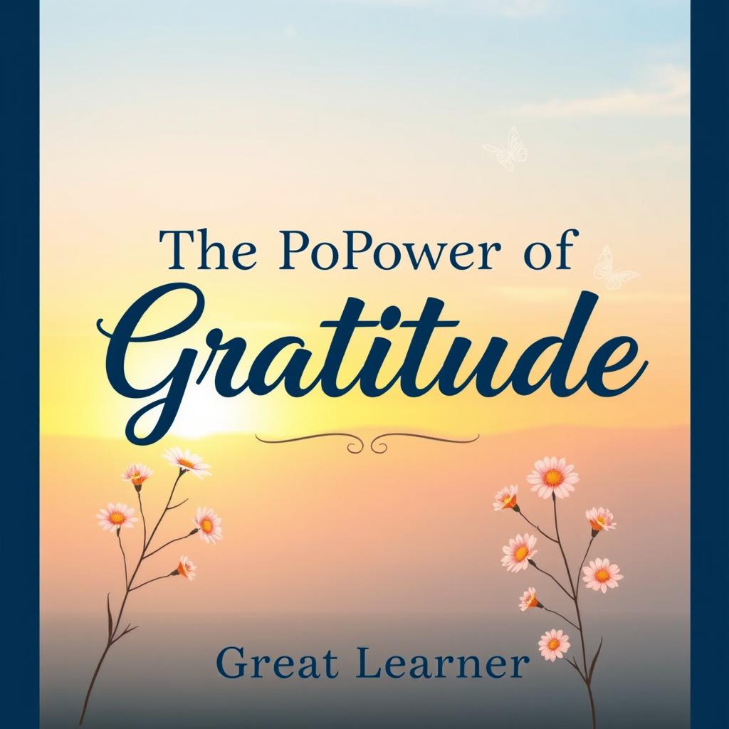 A captivating and uplifting book cover design for 'The Power of Gratitude' by Great Learner