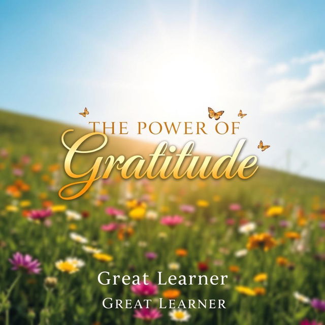 A beautiful and uplifting book cover design for 'The Power of Gratitude' by Great Learner