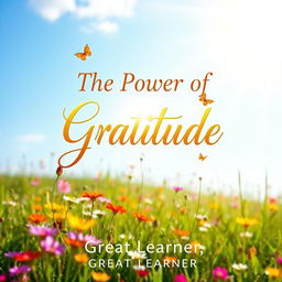 A beautiful and uplifting book cover design for 'The Power of Gratitude' by Great Learner