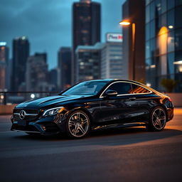 A stunning Mercedes CLE coupe in a sleek and modern urban setting