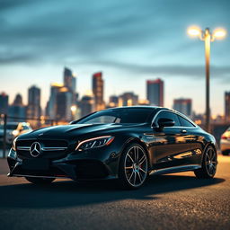 A stunning Mercedes CLE coupe in a sleek and modern urban setting