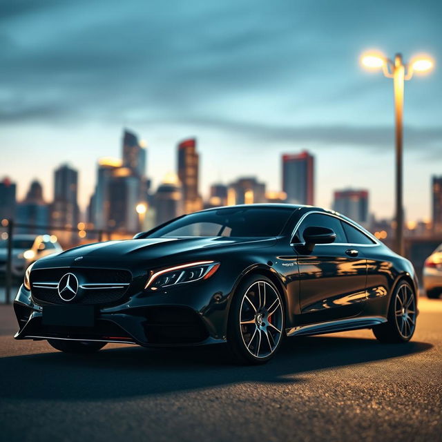 A stunning Mercedes CLE coupe in a sleek and modern urban setting