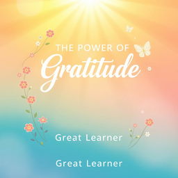 A beautifully uplifting book cover design for 'The Power of Gratitude' by Great Learner