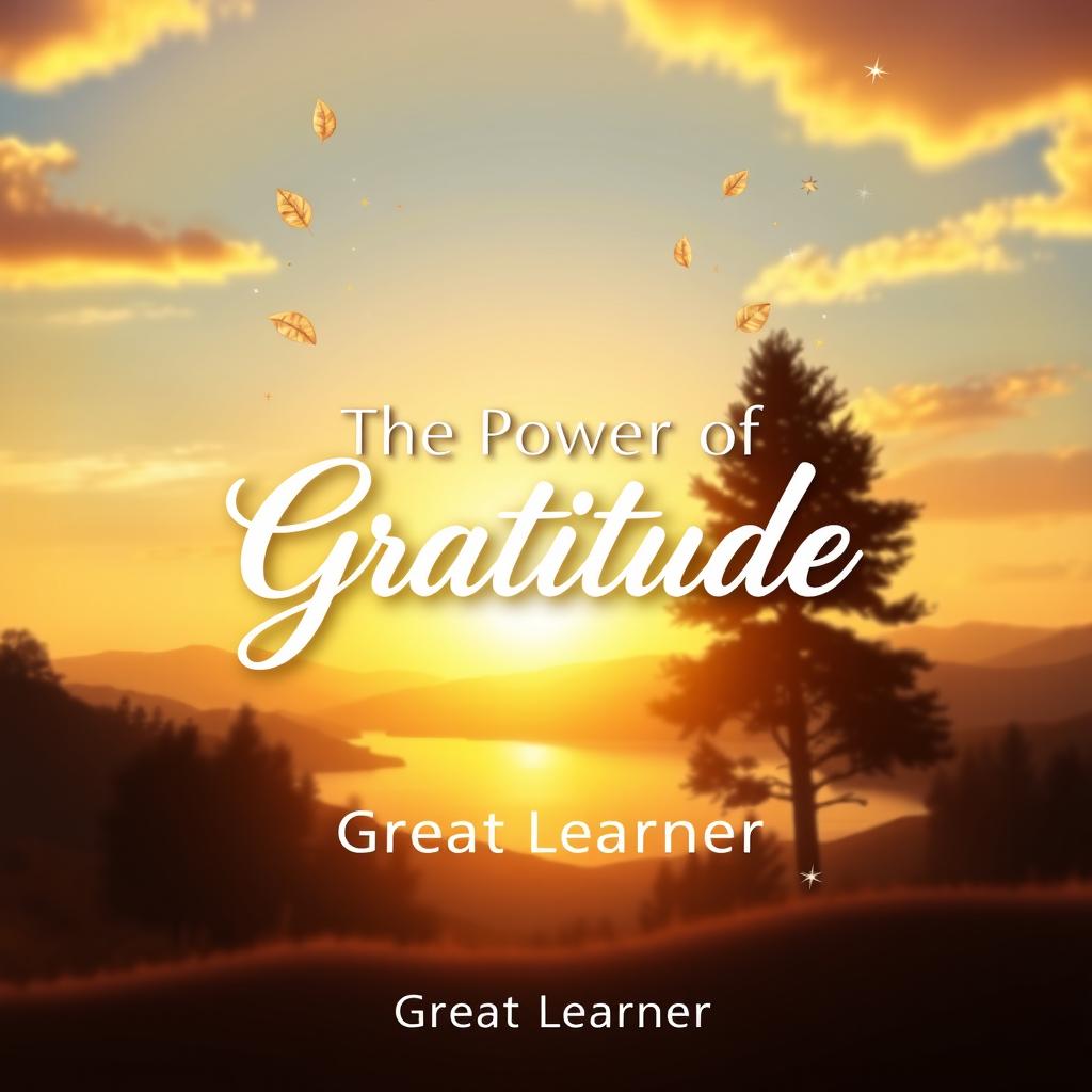 An inspiring and visually appealing book cover design for 'The Power of Gratitude' by Great Learner