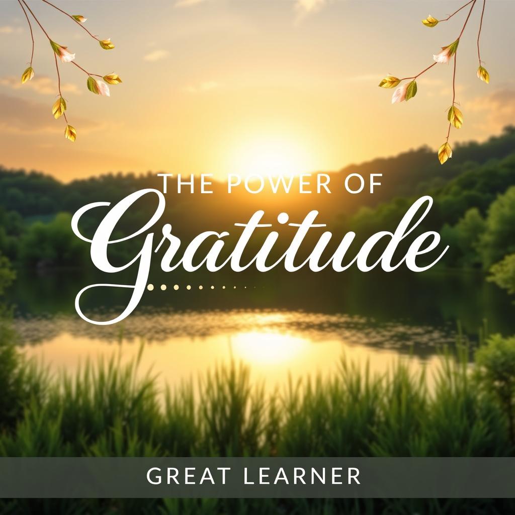 An inspiring and captivating book cover design for 'The Power of Gratitude' by Great Learner