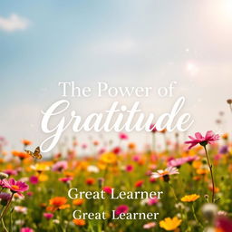 An enchanting book cover design for 'The Power of Gratitude' by Great Learner