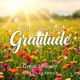 An enchanting book cover design for 'The Power of Gratitude' by Great Learner