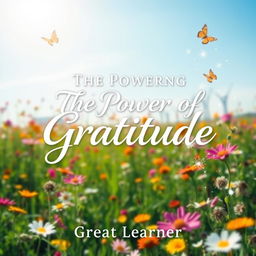 An enchanting book cover design for 'The Power of Gratitude' by Great Learner