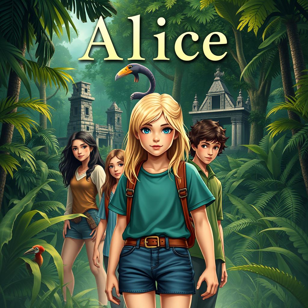 A stunning book cover image depicting the adventure of a 15-year-old blonde girl named Alice, who is originally from Buenos Aires and raised in the neighborhood of Vila Inflammable