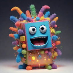 An imaginative, detailed image of a Wubbox, a musical monster with a box-like structure, colorful lights, and multiple elements creating an organized chaos.