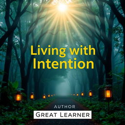 A visually captivating book cover design for 'Living with Intention' by Great Learner