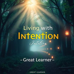 A visually captivating book cover design for 'Living with Intention' by Great Learner