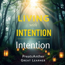 A visually captivating book cover design for 'Living with Intention' by Great Learner