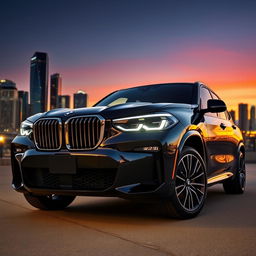 A 2024 BMW XM, showcasing its sleek and modern design with sharp lines and an aggressive stance