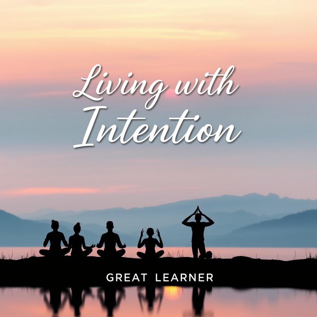 A beautifully designed book cover for 'Living with Intention' by Great Learner