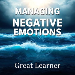 A visually captivating book cover design for 'Managing Negative Emotions' by Great Learner