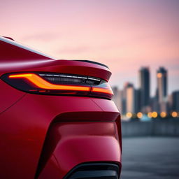 A striking rear view of a red 2024 BMW XM, showcasing its bold and modern design