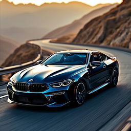 A captivating scene featuring a BMW M8, showcasing its powerful and sleek design