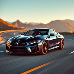 A captivating scene featuring a BMW M8, showcasing its powerful and sleek design