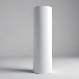 A 3D-rendered image of a pure white cylinder standing upright.