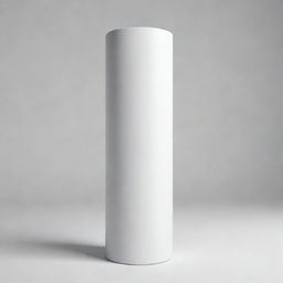 A 3D-rendered image of a pure white cylinder standing upright.