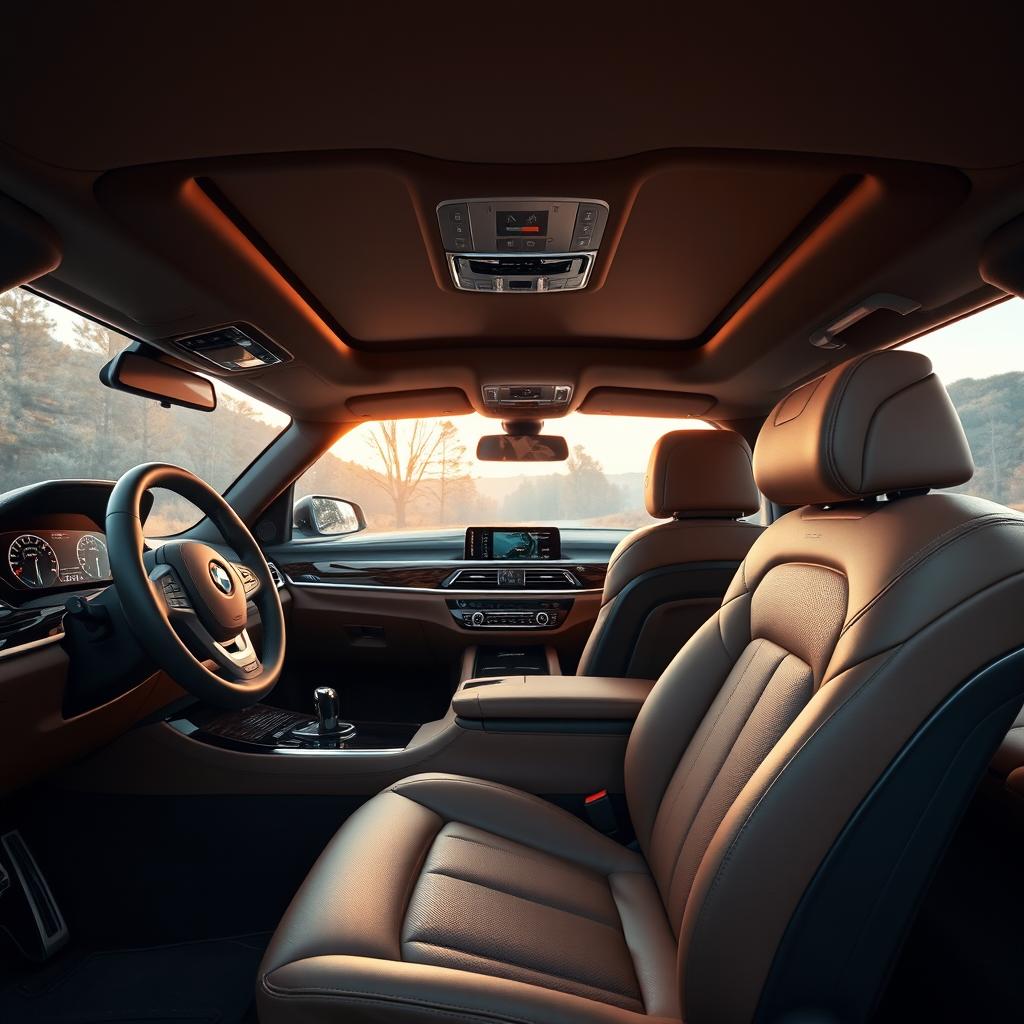 An opulent interior view of a BMW Série 7 berline, highlighting the luxurious craftsmanship and advanced technology