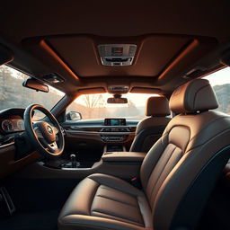 An opulent interior view of a BMW Série 7 berline, highlighting the luxurious craftsmanship and advanced technology