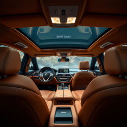 An opulent interior view of a BMW Série 7 berline, highlighting the luxurious craftsmanship and advanced technology