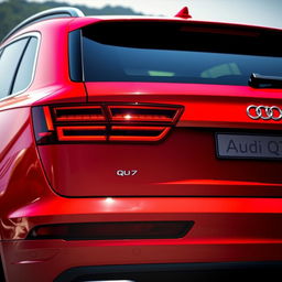 A captivating view of the rear of a red Audi Q7, showcasing its sleek design and sporty features