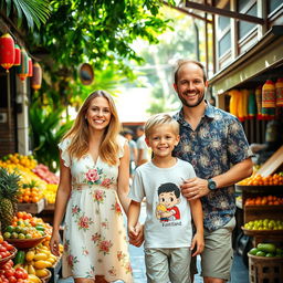 A cheerful family portrait of an Australian family living in Thailand