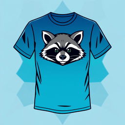 A volleyball t-shirt design featuring the team called 'Night Raccoons', showcasing only the head of a cute raccoon mascot prominently at the center of the shirt