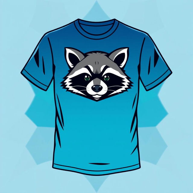 A volleyball t-shirt design featuring the team called 'Night Raccoons', showcasing only the head of a cute raccoon mascot prominently at the center of the shirt